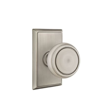 Emtek Norwich Knob 2-3/8 in Backset Passage With Rectangular Rose for 1-1/4 in to 2 in Door Pewter Finish 8121NWUS15A